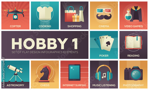 Hobby - set of flat design infographics elements