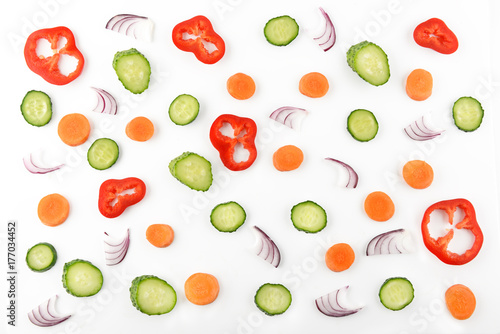 Abstract composition of vegetables. Vegetable pattern. Food background.