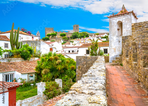 Scenic summer sight in Obidos, Leiria District, Portugal.