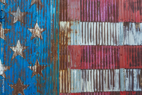 American Flag on distressed metal