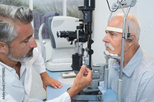 senior man having an eye test