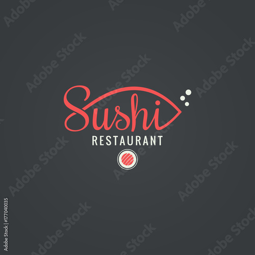 Sushi restaurant design. Fish menu background.