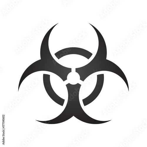 Biohazard illustration toxic sign, symbol. Warning radioactive zone triangle icon isolated on gradient background Radioactivity Dangerous radiation area symbol white black. Chemistry poison mark 3d