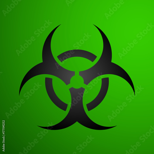 Biohazard illustration toxic sign, symbol. Warning radioactive zone triangle icon isolated on white background Radioactivity Dangerous radiation area symbol green black. Chemistry poison triangle 3d.
