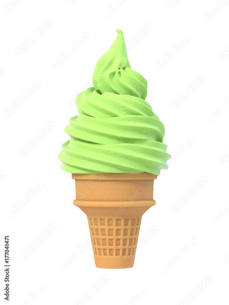 Mint soft ice icecream in wafel cone Mint soft ice icecream in wafel cone