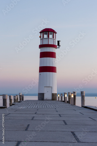 Sunset Impression of Lighthouse at Lake Neusiedl (Podersdorf am See, Burgenland, Austria)