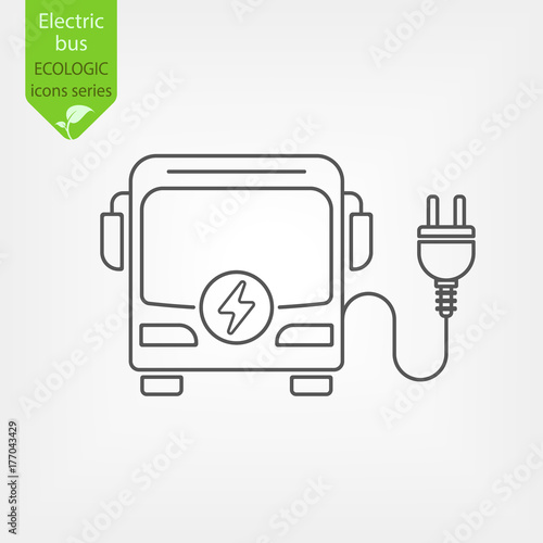 electric bus thin line icon