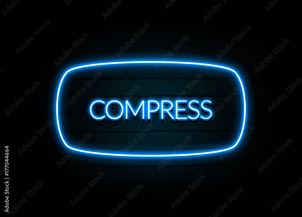 Compress - colorful Neon Sign on brickwall Compress - colorful Neon Sign on brickwall