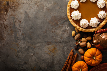 Pumpkin pie with whipped cream