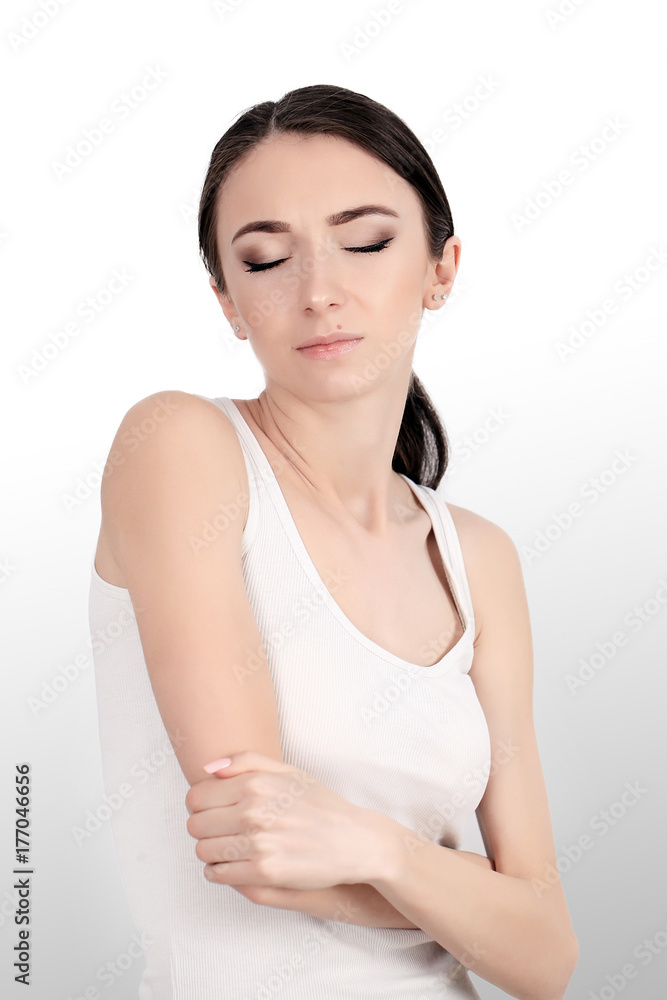 Woman suffering from chronic joint rheumatism Woman suffering from chronic joint rheumatism