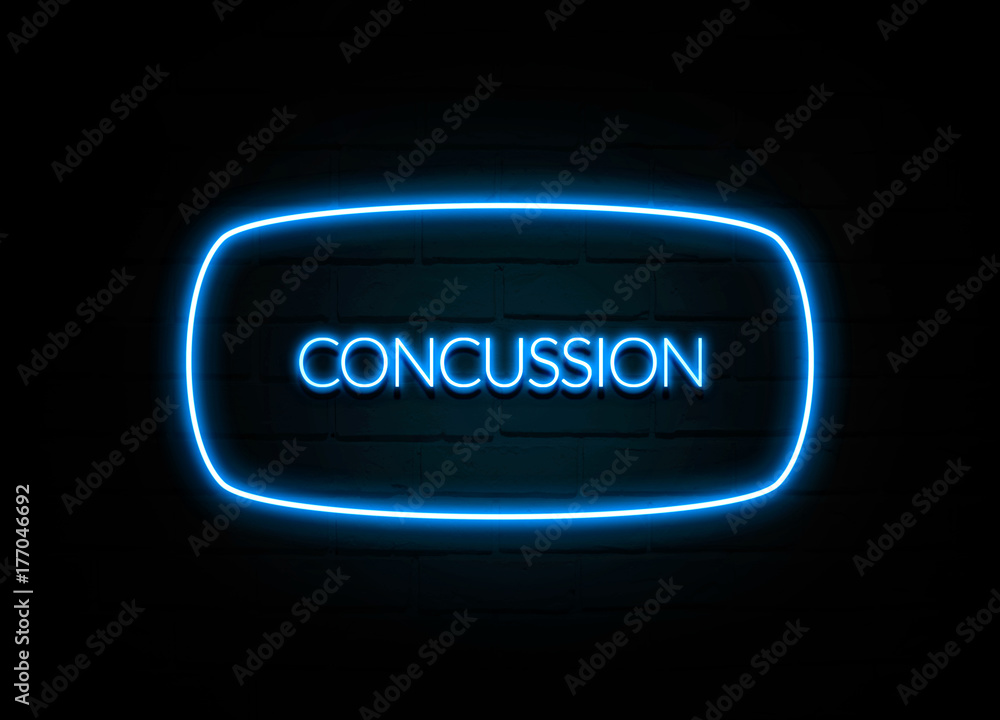 Concussion - colorful Neon Sign on brickwall Concussion - colorful Neon Sign on brickwall