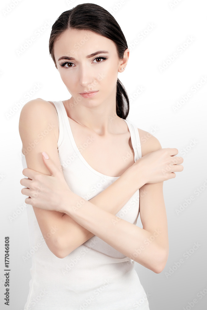 Woman suffering from chronic joint rheumatism Woman suffering from chronic joint rheumatism