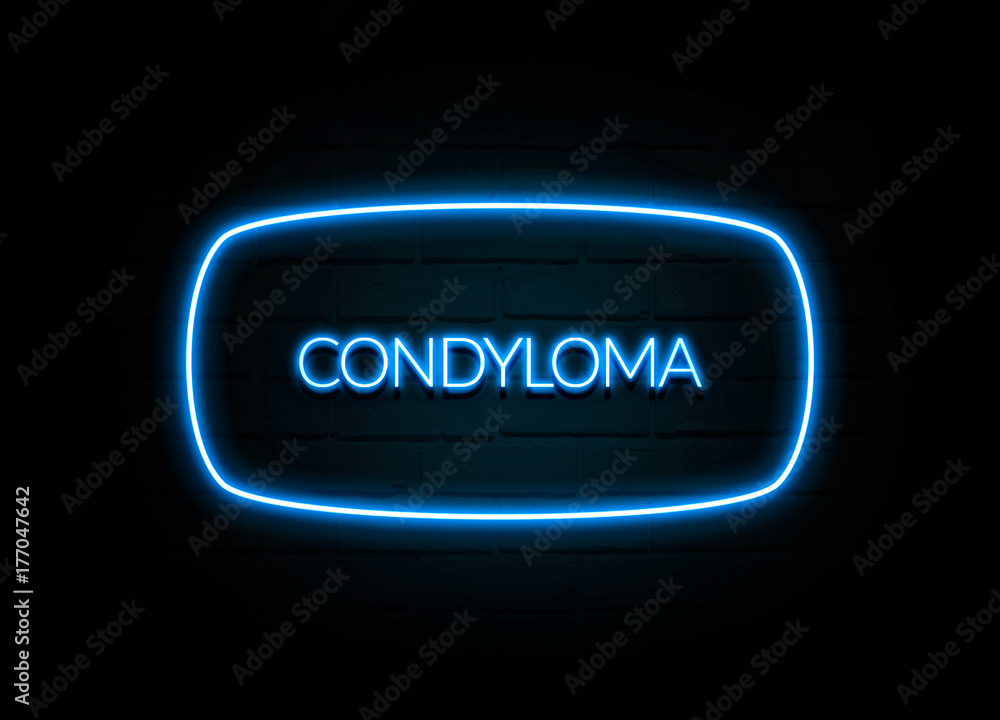 Condyloma - colorful Neon Sign on brickwall Condyloma - colorful Neon Sign on brickwall