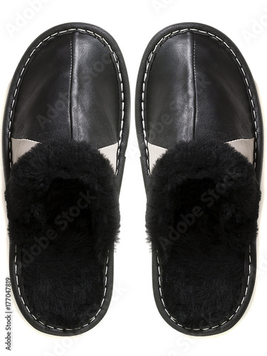 Women's leather slippers isolated