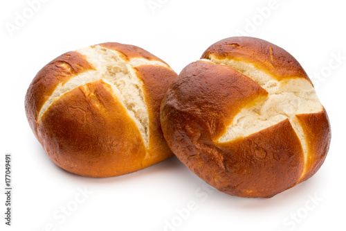 Freshly baked bread isolated on white background.