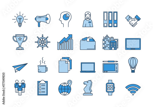 02 Blue BUSINESS icons set