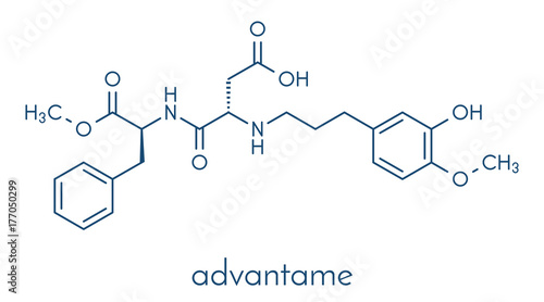 Advantame (E969) sugar substitute molecule. Skeletal formula.