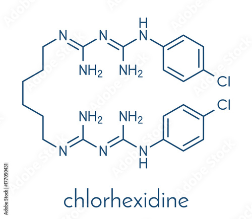 Chlorhexidine antiseptic molecule. Skeletal formula.