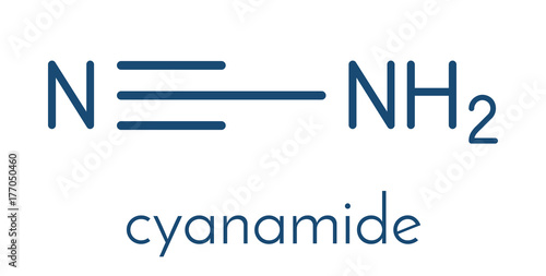 Cyanamide molecule. Used in agriculture and chemical synthesis. Skeletal formula.