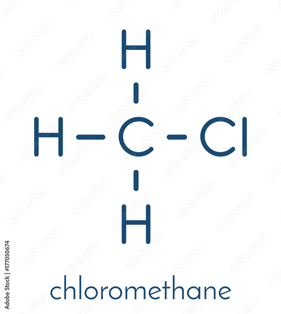 Chloromethane (methyl chloride) molecule. Skeletal formula. Stock ...