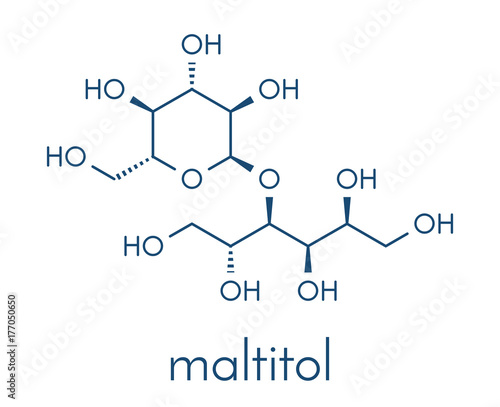 Maltitol sugar alcohol sweetener molecule. Skeletal formula.