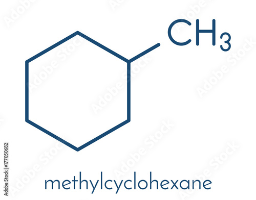 Methylcyclohexane solvent molecule. Skeletal formula.