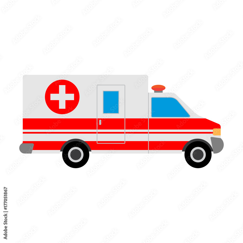 Ambulance car on white background. Ambulance auto paramedic emergency.