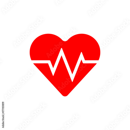 Heartbeat or heart beat pulse flat icon. Medical symbol of heart health. Vector illustration