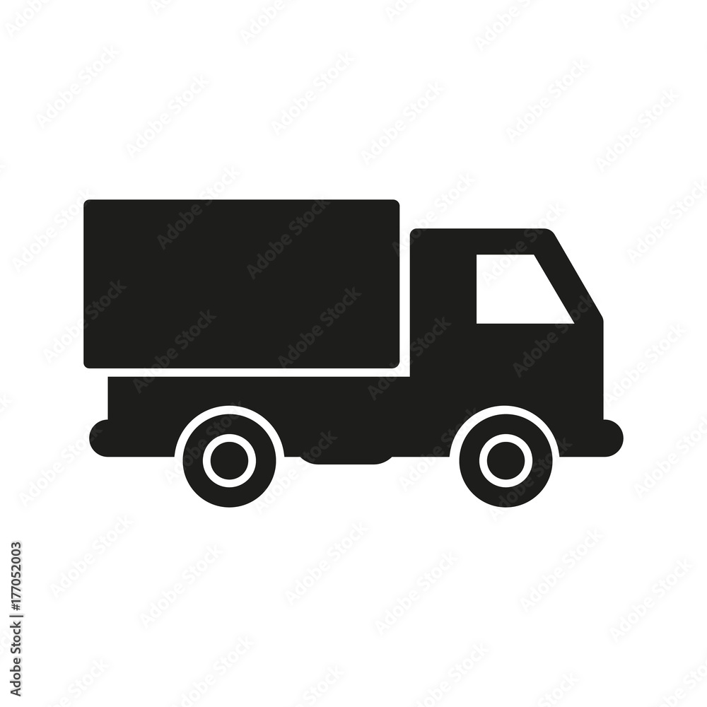 Truck with freight simple icon silhouette on white background. Truck with freight simple icon silhouette on white background.