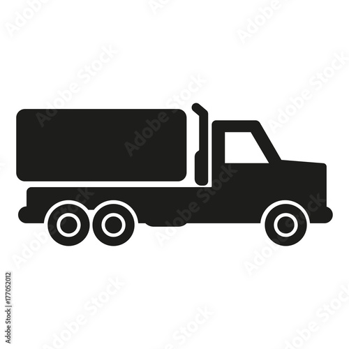 Truck with freight simple icon silhouette on white background.