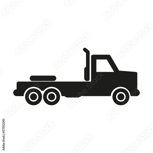 Truck without trailer simple icon silhouette on white background.