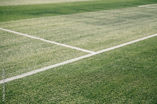 Close-up of pitch marking on soccer field