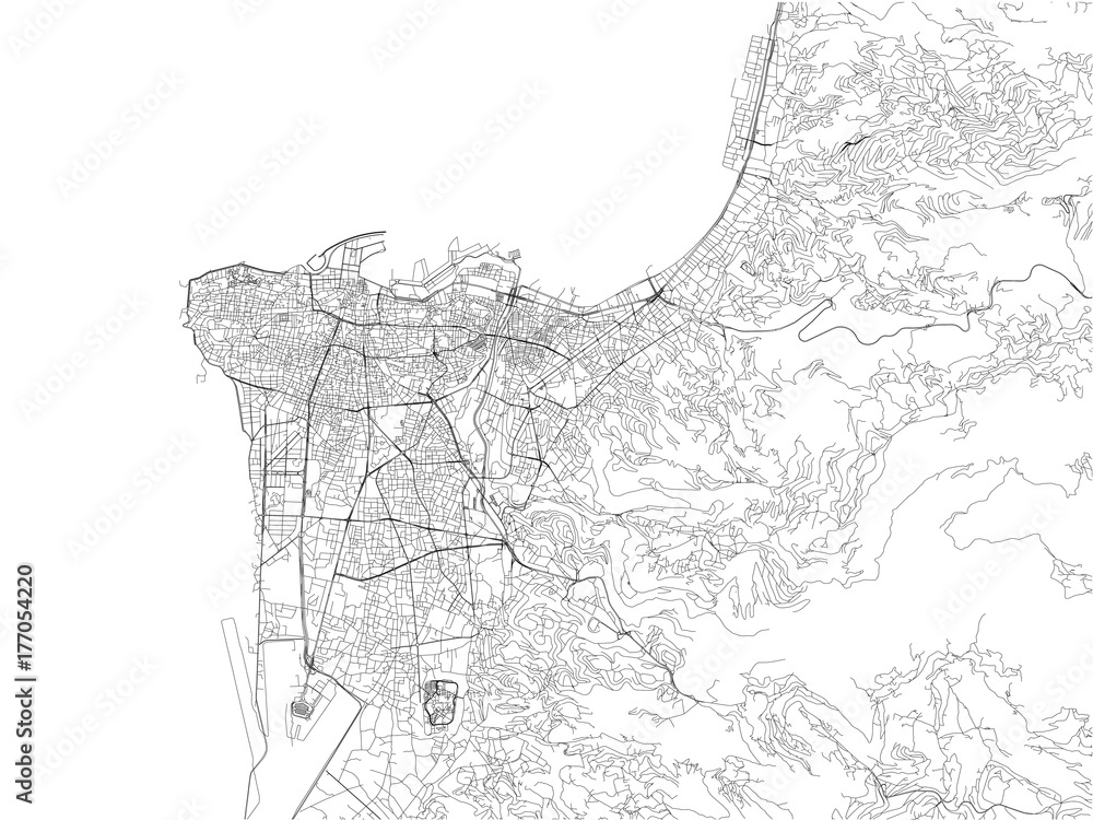 Fototapeta premium Ulice Bejrutu, mapa miasta, Liban. Mapa