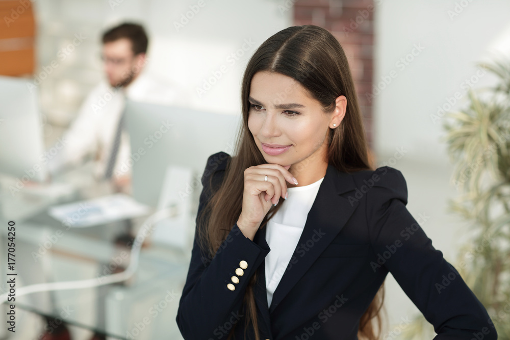 closeup of confident business woman