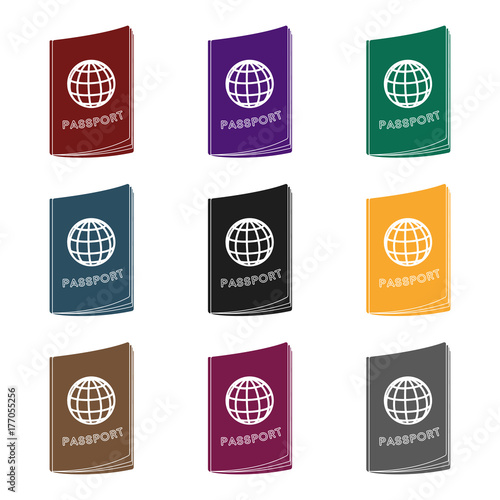 Passport icon in black style isolated on white background. Rest and travel symbol stock vector illustration.