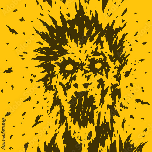 Screaming monster from your nightmares. Vector illustration.