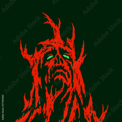 Allegorical form of a man is a tree with branches growing from it. Vector illustration.