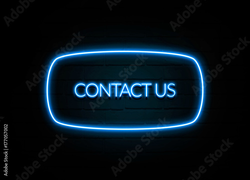 Contact Us - colorful Neon Sign on brickwall
