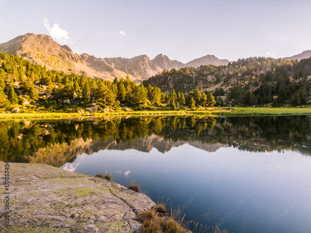 Estany Primer lake in Andorra, Pyrenees Mountains