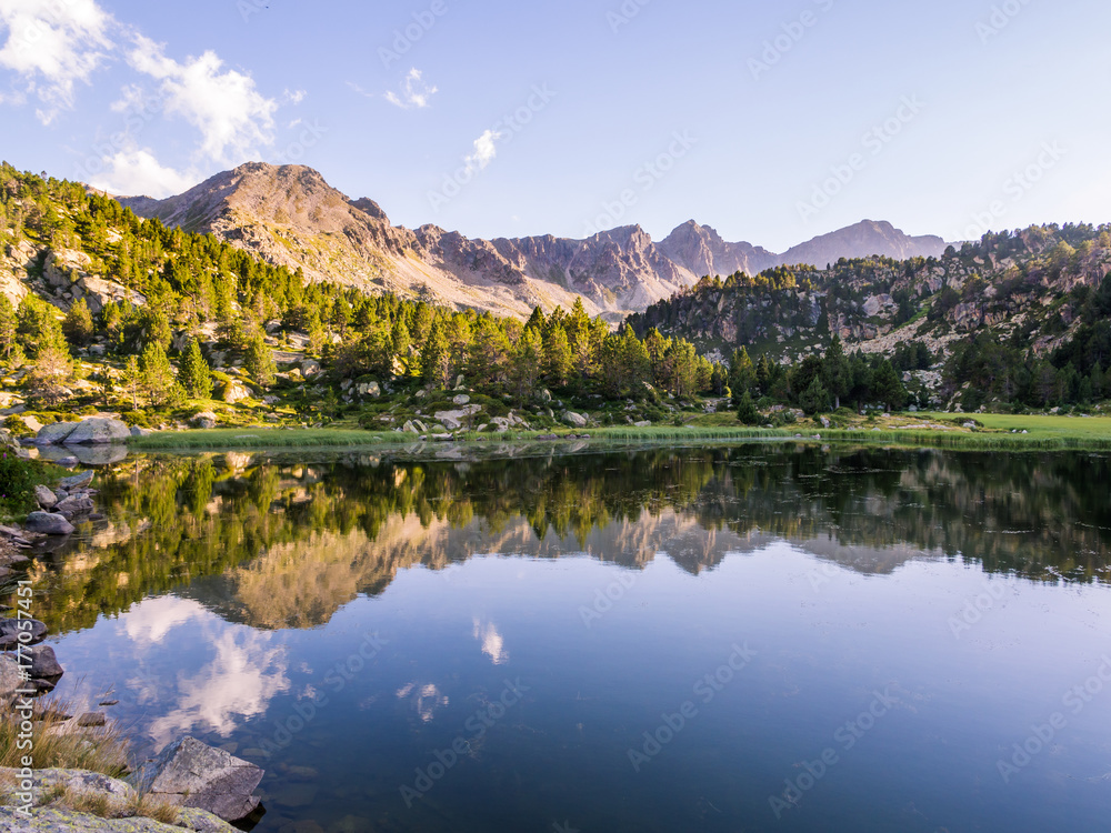 Estany Primer lake in Andorra, Pyrenees Mountains