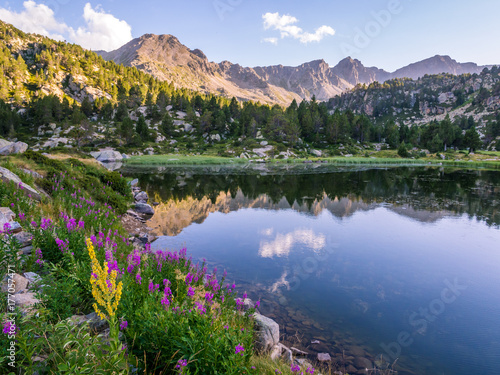 Estany Primer lake in Andorra, Pyrenees Mountains