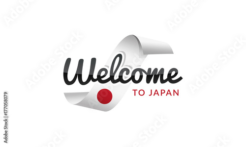 Welcome to Japan flag sign logo icon