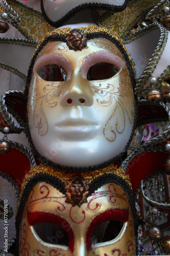 typical venetian masks on the stalls a