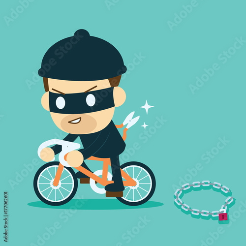 thieve stealing bicycle