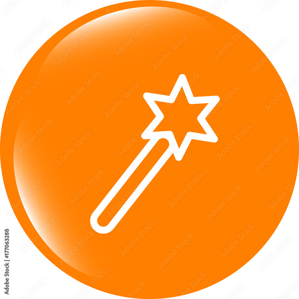 Icon magic wand, web button isolated on white Icon magic wand, web button isolated on white