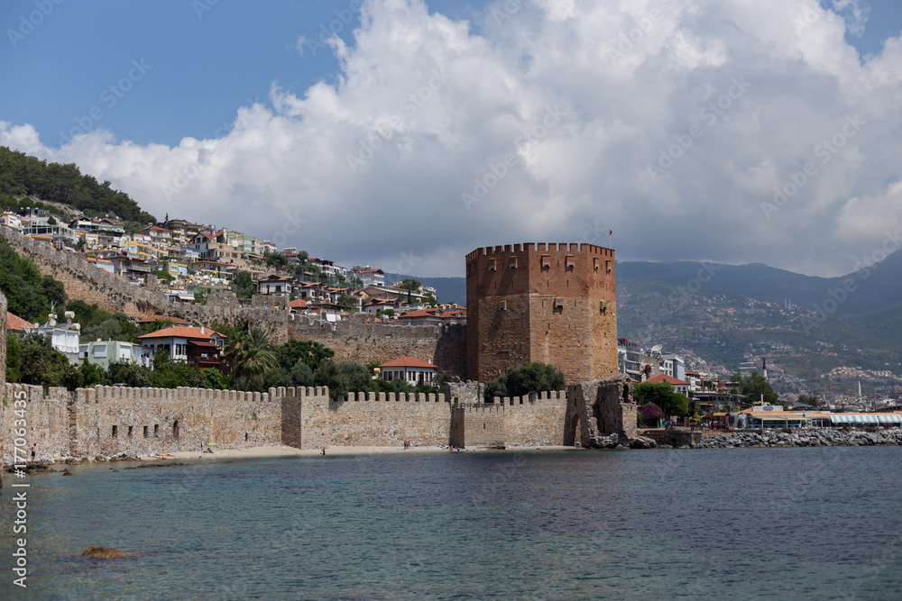 seascape with Red Tower in Alanya 