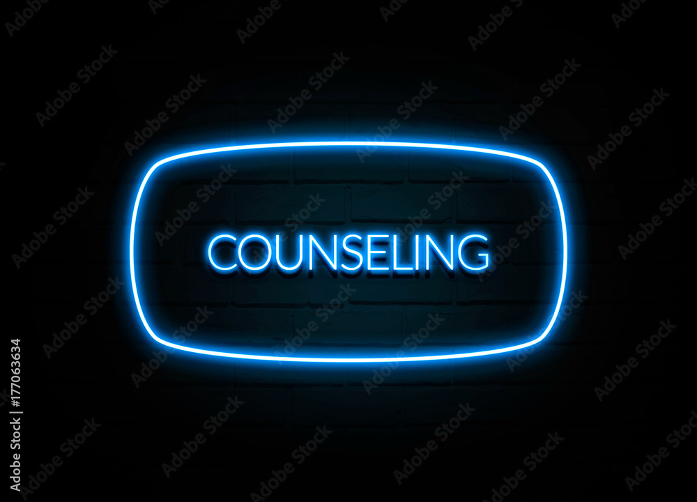 Counseling - colorful Neon Sign on brickwall Counseling - colorful Neon Sign on brickwall