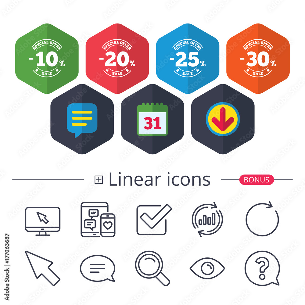 Sale discount icons. Special offer price signs. Sale discount icons. Special offer price signs.
