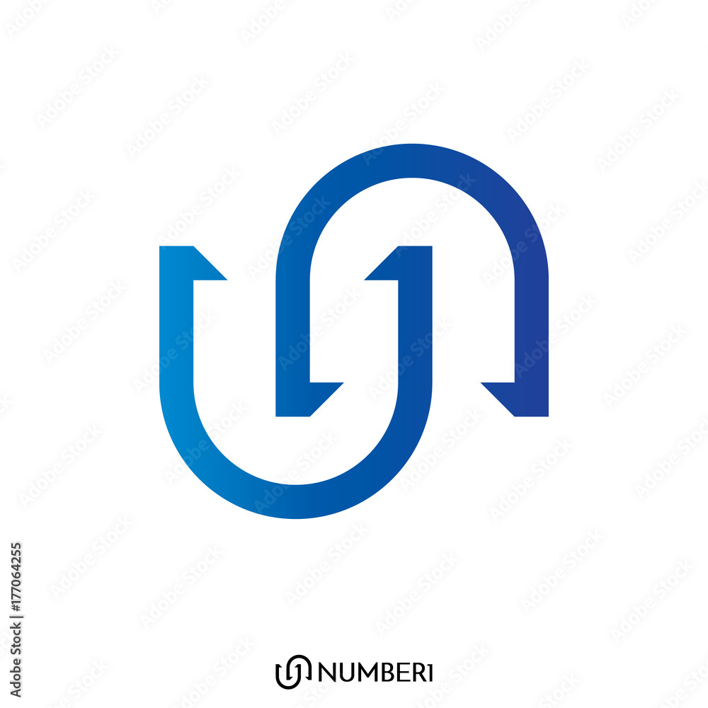 initial Letter U and N, or S and C logo with number 1 sign logo concept. vector illustration. initial Letter U and N, or S and C logo with number 1 sign logo concept. vector illustration.