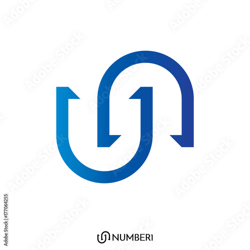 initial Letter U and N, or S and C logo with number 1 sign logo concept. vector illustration.